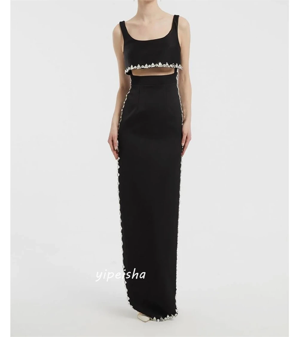 Customized Jiayigong  Simple Modern Style Formal Evening Square Collar A-line Beadings Bespoke Occasion Dresses