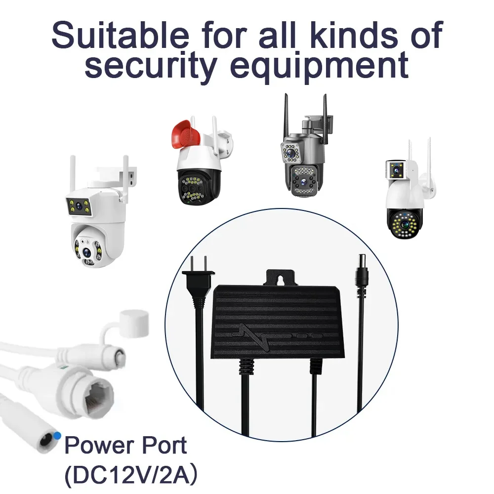 Adaptador de alimentação para câmera CCTV AC/DC 12V 2A externo à prova d'água UE EUA Adaptador de tomada Carregador para câmera CCTV