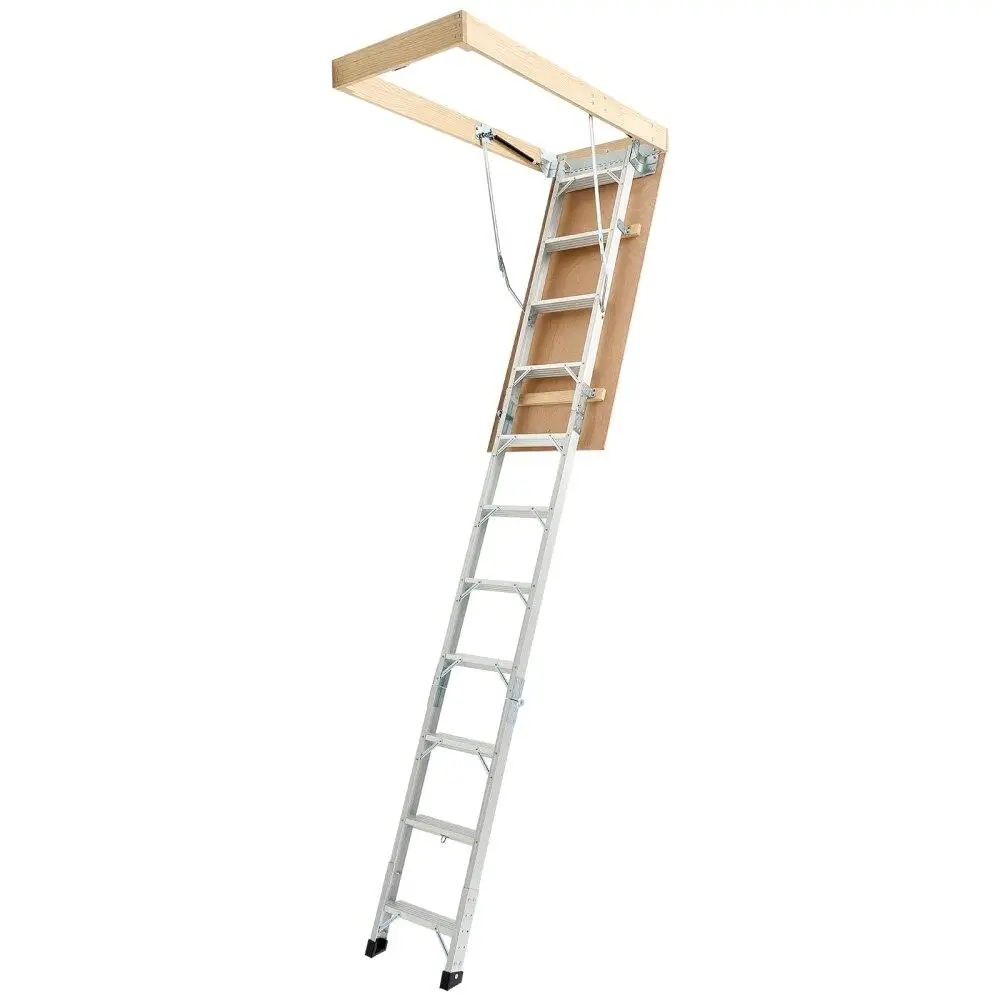 Aluminium-Dachbodenleiter für 7, 5 Pfund, 7, 0 kg Tragkraft, für 7,6–66 bis 10,25 Fuß Decke, faltbar, platzsparend, robustes Design