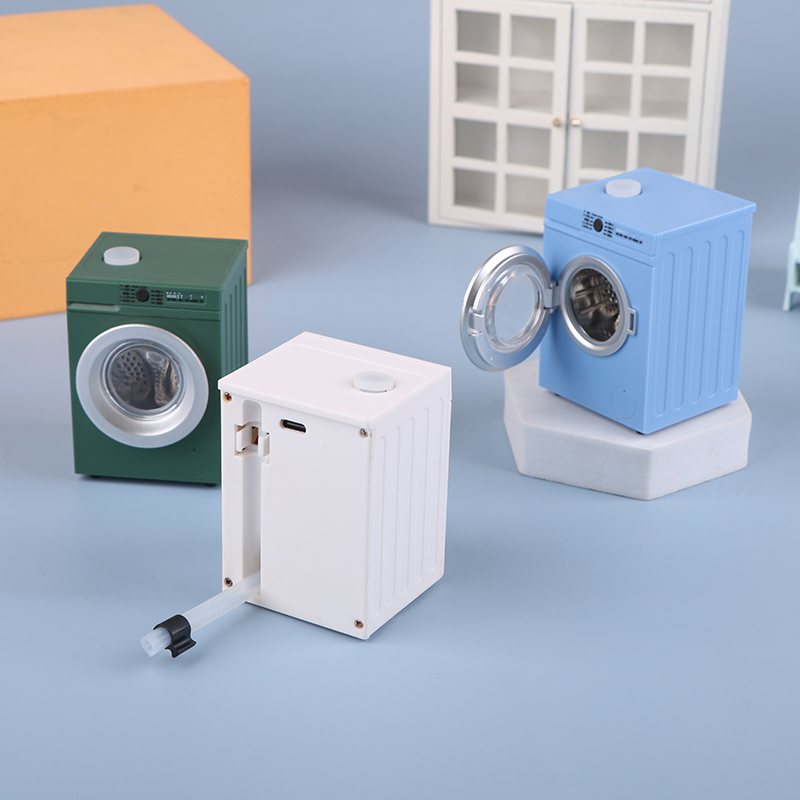 Dollhouse Miniature Washing Machine Drum Washer Laundry Model Dollhouse Decor Toy