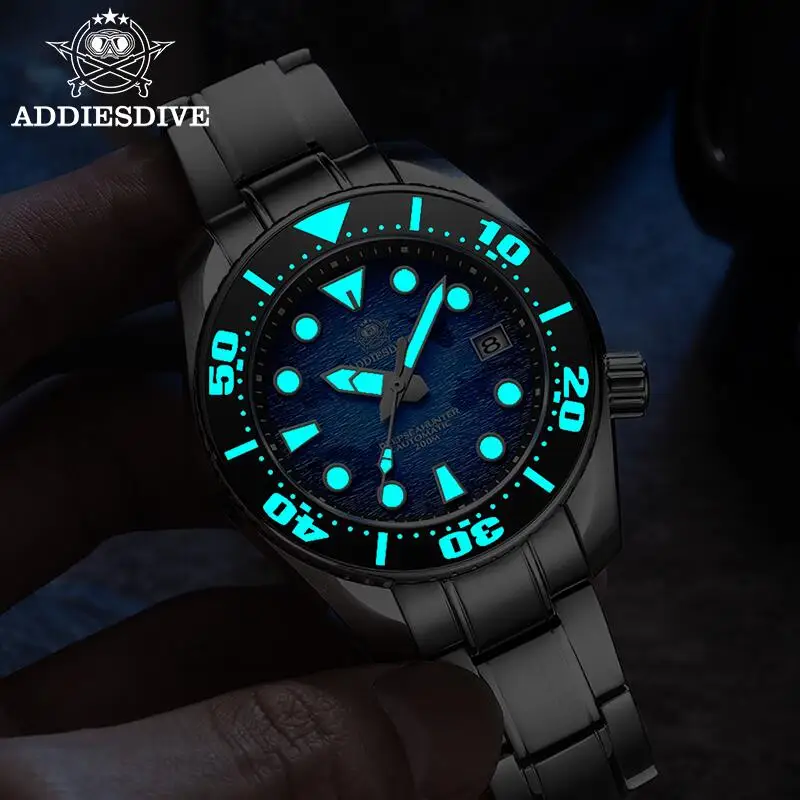 ADDIESDIVE marca superior hombres reloj de lujoAD2102 200m impermeable BGW9 superluminoso relojes masculinos relojes mecánicos automáticos