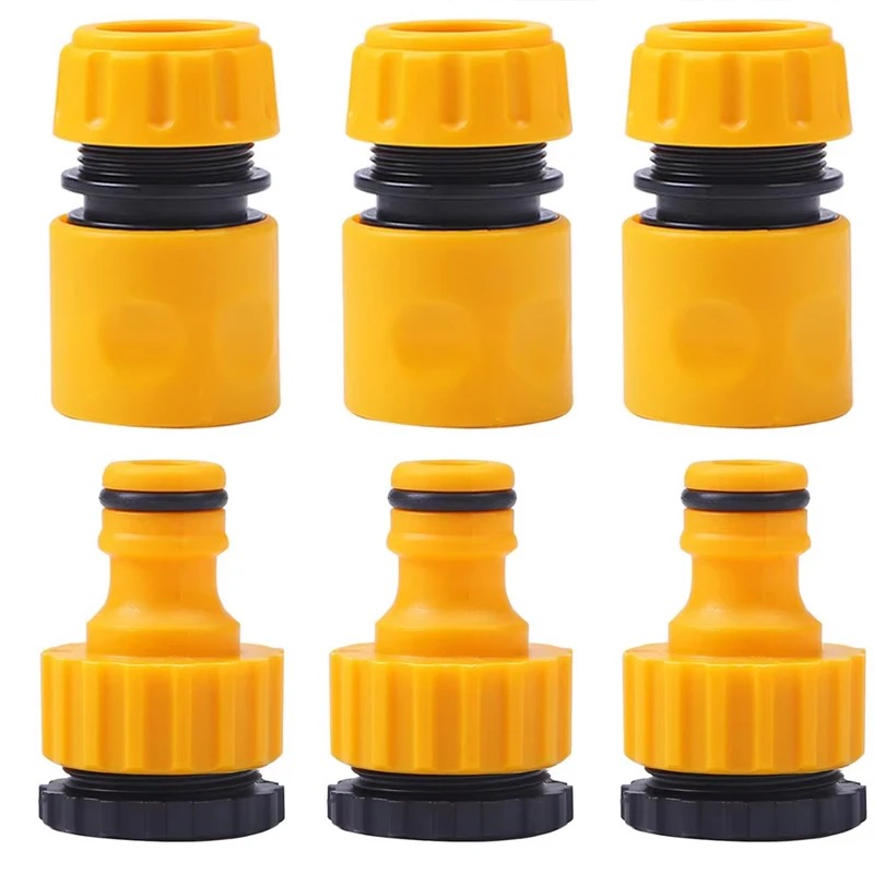 6개 ABS 정원용 퀵 호스 커넥터 1/2인치 이중 수컷 호스 커플링 조인트 어댑터 연장 세트 (호스 파이프 튜브용)
