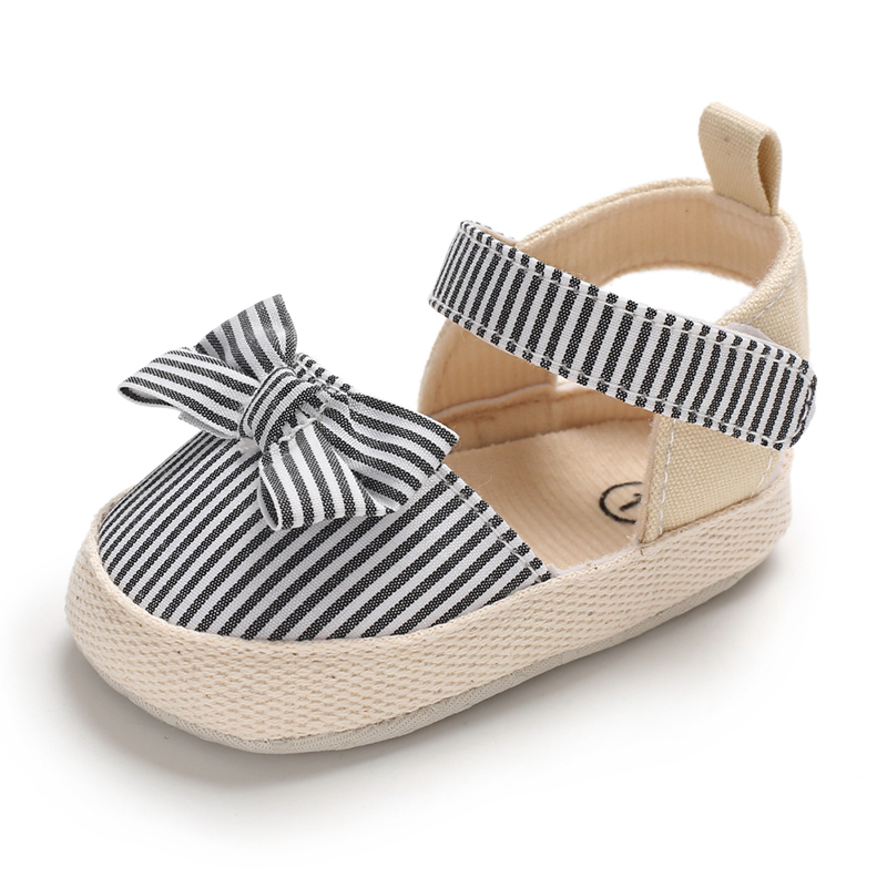Été fille bébé sandales décontractées semelle souple confortable léger chaussures de marche arc toile bébé chaussures
