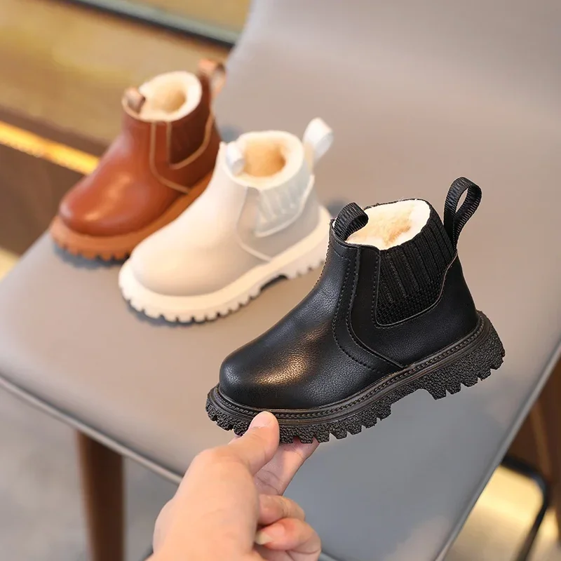 Autunno Inverno Bambino Bambini Stivaletti Super Caldi Ragazzi Ragazze Scarpe Pu Stivali per bambini in pelle Moda Stivali per bambini Scarpe da neve per bambini