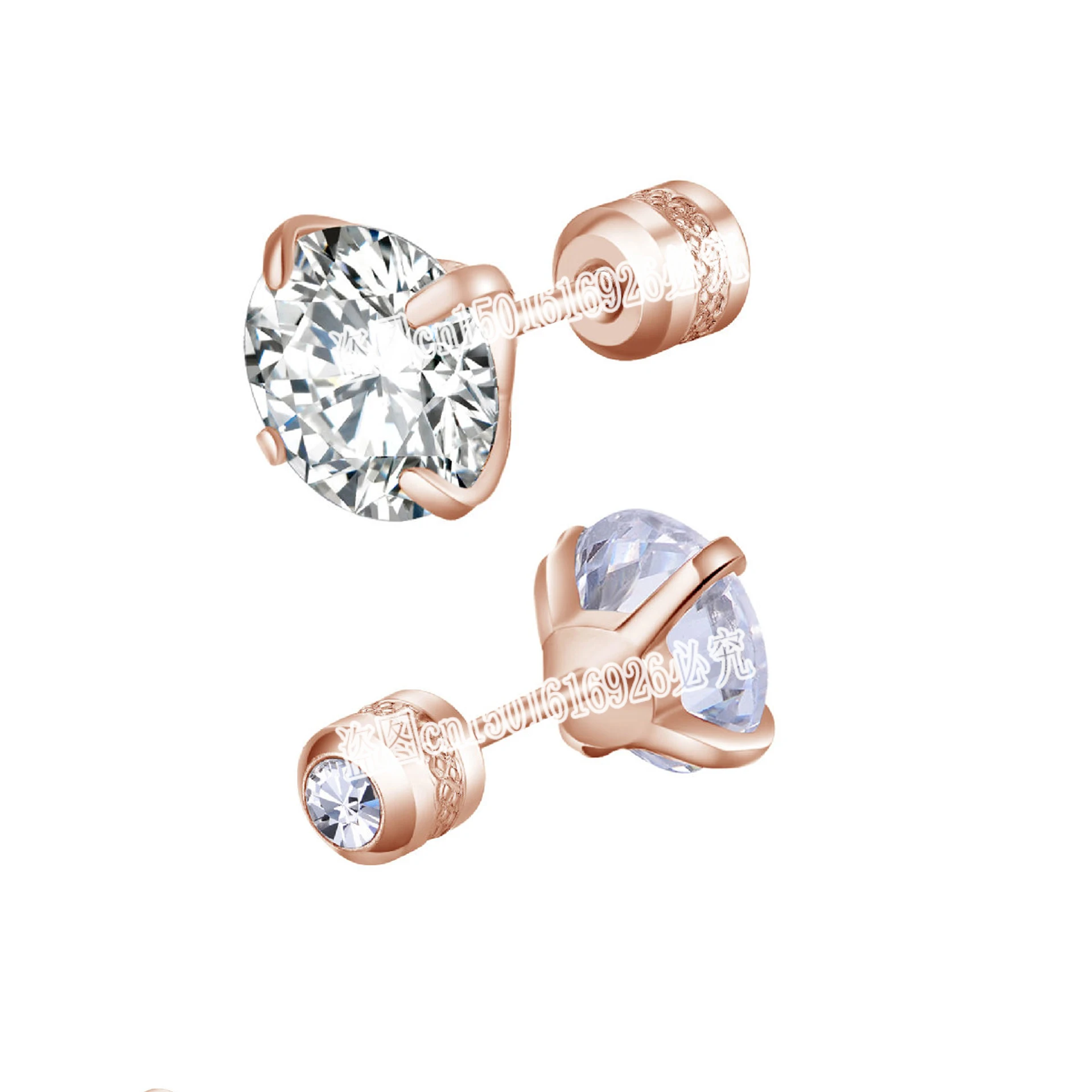 TOP Orecchini a bottone in acciaio al titanio a 4 colori per uomo Donna Vite con zirconi CZ Argento Nero Rosa Orecchino dorato Miglior regalo di gioielli