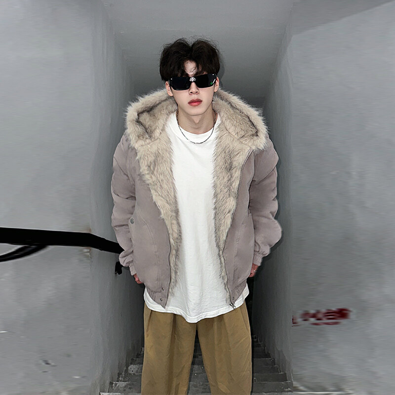 Outono e inverno nova jaqueta jeans solta, design retrô grosso e quente, jaqueta de algodão com capuz, jaqueta masculina ou feminina da moda