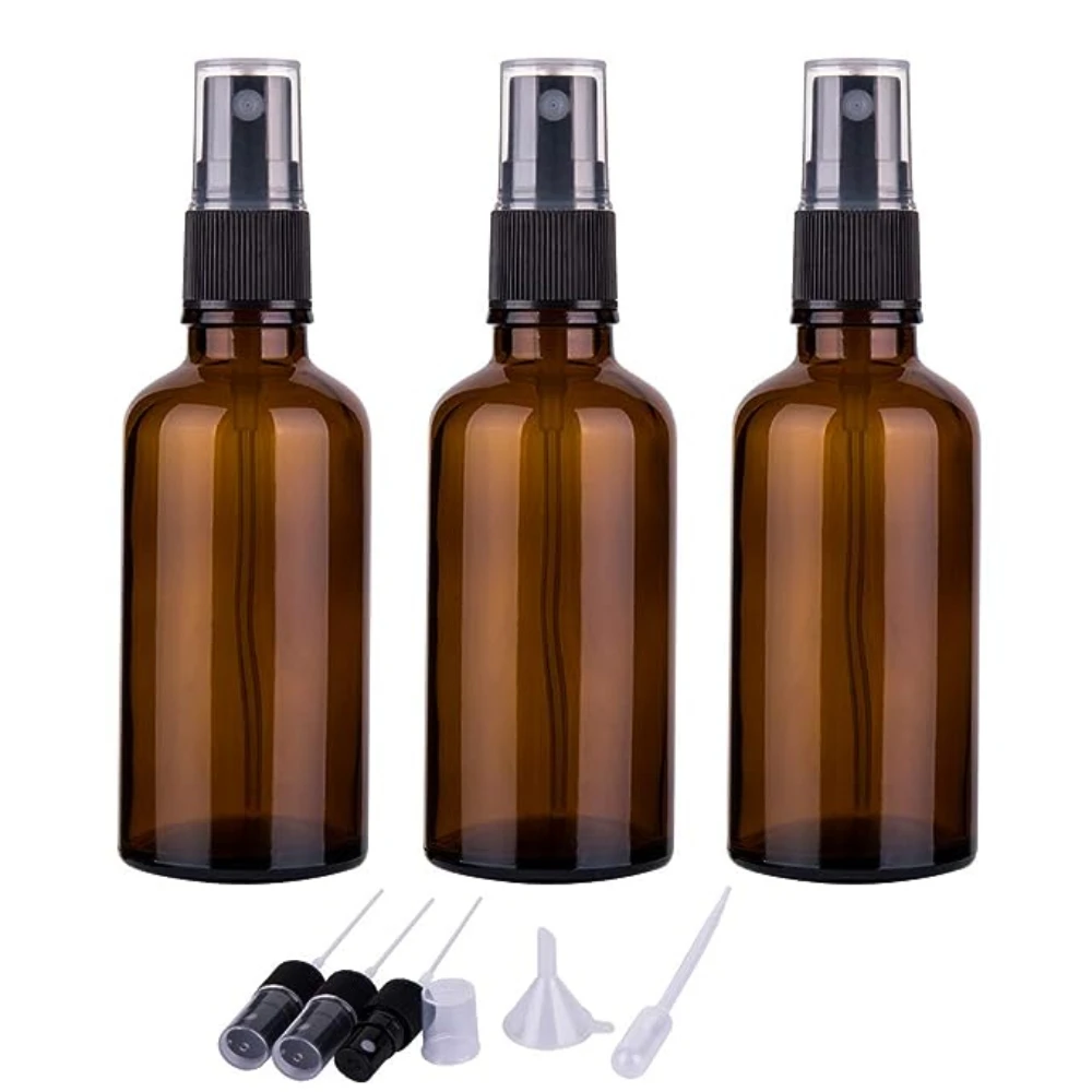 1 pçs 5ml-100ml garrafa de perfume de vidro âmbar pulverizador atomizar garrafa de viagem garrafas recarregáveis recipientes de óleo essencial