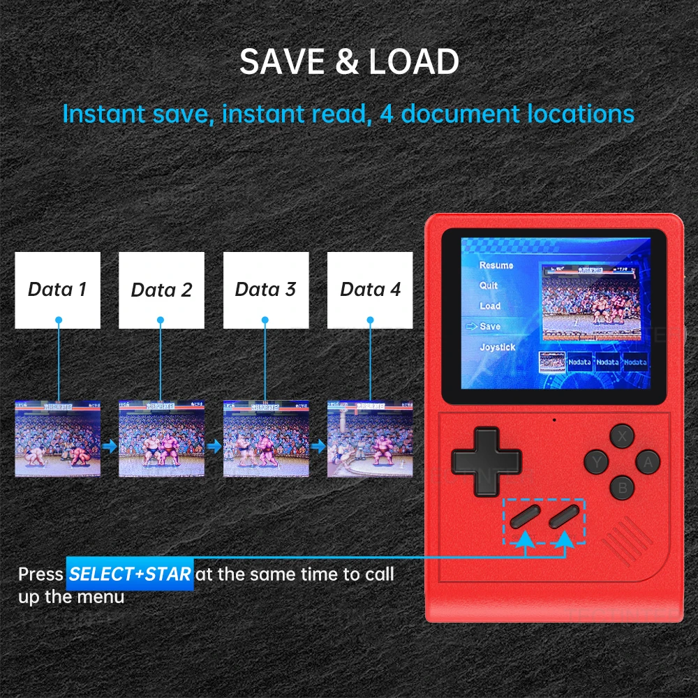 GB300 3.0 Inch Screen Handheld Game Console Player Video Game Console Built-in 6000 Game For SF/SFC/GB/GBA Support AV Output
