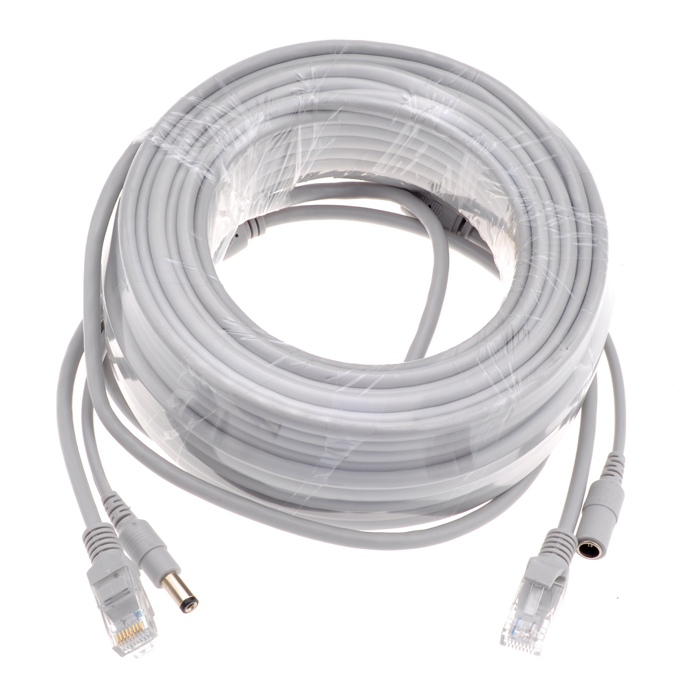 Gadinan สายเคเบิลอีเทอร์เน็ต CAT5/CAT-5e, สาย RJ45 + DC สาย LAN เครือข่าย5M/10M/15M/20M/30M สำหรับระบบกล้อง IP และระบบ NVR