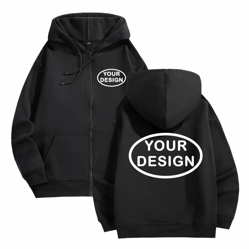 Personalizar su logotipo sudadera con cremallera para hombres y mujeres suelta Casual de moda ropa deportiva de manga larga bordado personalizado