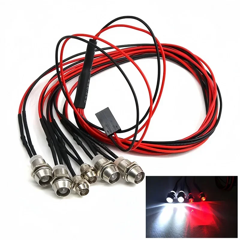 RC ไฟหน้า 2/4/6/8 สีแดงสีขาว 3/5 มม.ไฟ LED RC Spotlight รีโมทคอนโทรลด้านหน้าและไฟท้าย