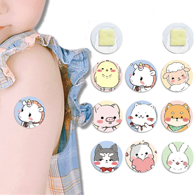 120pcs/set Cartoon Vaccination Skin Wound Band Aid Animal Prints Dressing Patch First Aid Plaster for Children Adhesive Bandages