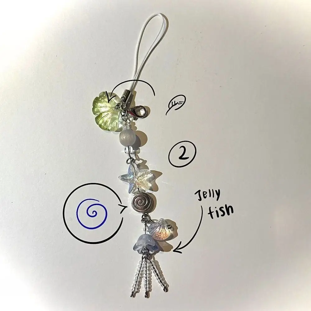 1 ชิ้นฤดูร้อน Ocean สไตล์ Charm ใหม่ผู้หญิงกระเป๋า Seashell Jelly ปลาพวงกุญแจ Keycord น่ารักสาวสายคล้องกุญแจเชือกเส้นเล็ก