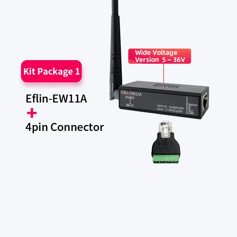 Elfin-EW11A Последовательный порт RS485 в Wi-Fi Сервер последовательных устройств Поддержка TCP/IP Telnet Modbus TCP Протокол IOT Преобразователь передачи данных