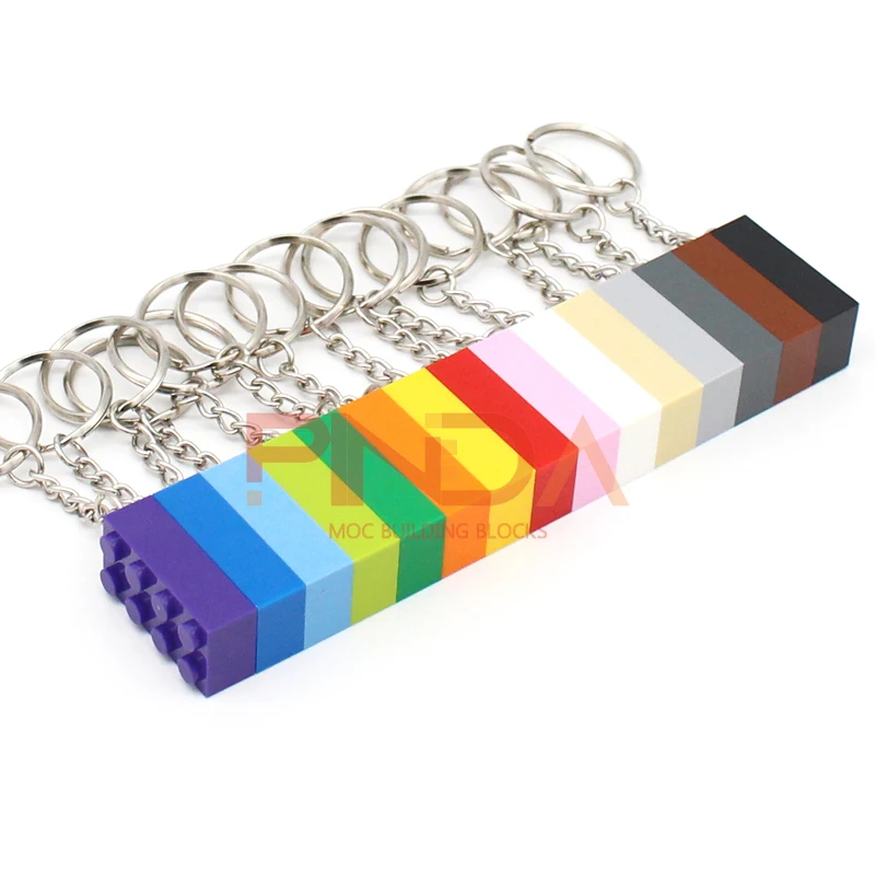 10 ชิ้น MOC 2x4 Key Chain Building Blocks ของขวัญสร้างสรรค์ MOC อิฐพวงกุญแจอิฐแผ่นใช้งานร่วมกับ