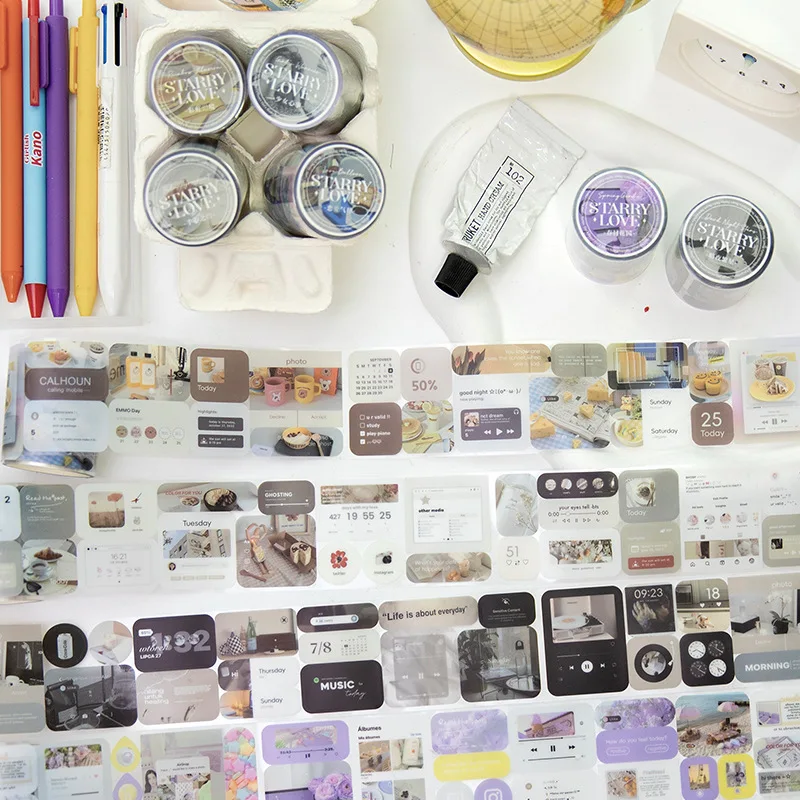 Card Lover 1 Roll [Love In The Starry Sky Series] Aesthetics Journal Masking Tape Waterproof Paper Washi Tape Material Scrapbook