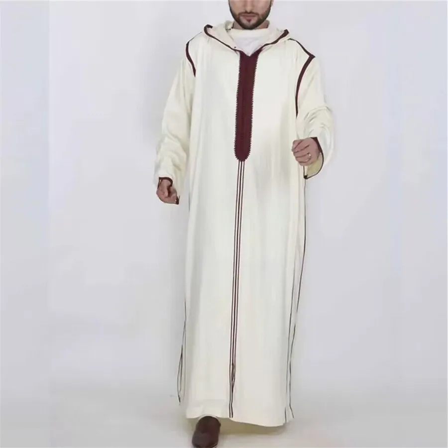 Muslimische thobe Männer kleidung Ramadan Robe beige Kaftan für Männer Saudi-Arabien Truthahn islamische Abaya männlich lässig lose Kapuzen kleid