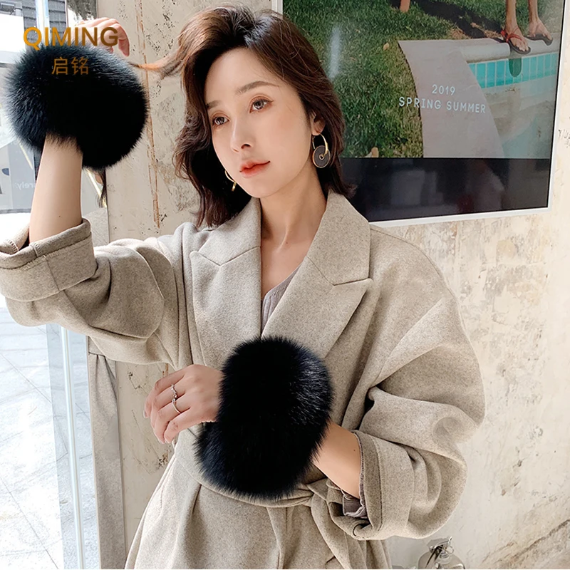 Mùa Đông Thực Cáo Lông Thú Vòng Bít Ấm Lông Cổ Tay Lông Thú Tay Lông Tơ Lông Lót Cổ Tay Cho Nữ Áo Vòng Tay Theo vòng Tay Dây Đeo Tay