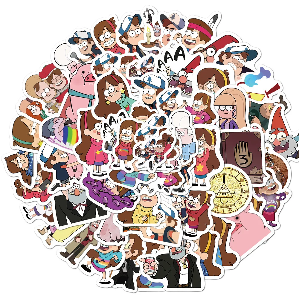 50 pezzi Disney Cartoon Gravity Falls adesivi Cute Anime giocattoli decalcomanie per skateboard telefono bagagli laptop frigorifero adesivo per bambini