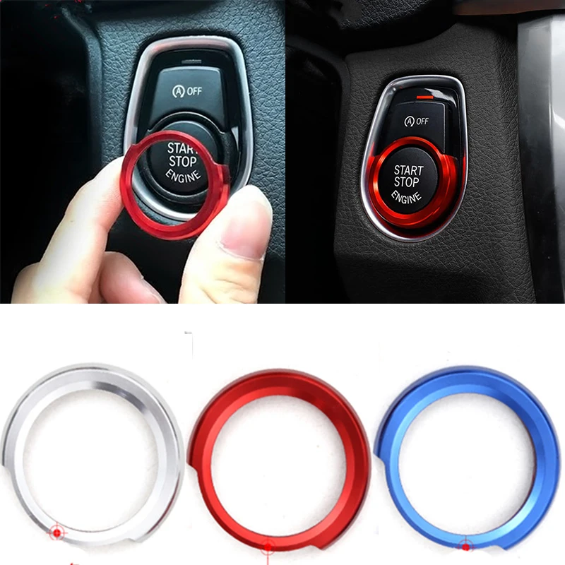 Para BMW 1 2 3 4 Series X1 F48 F20 F21 F30 F32 F33 F34 F36 F45 F46 pegatinas de botón de arranque de motor de coche cubierta embellecedora de anillo de llave de encendido