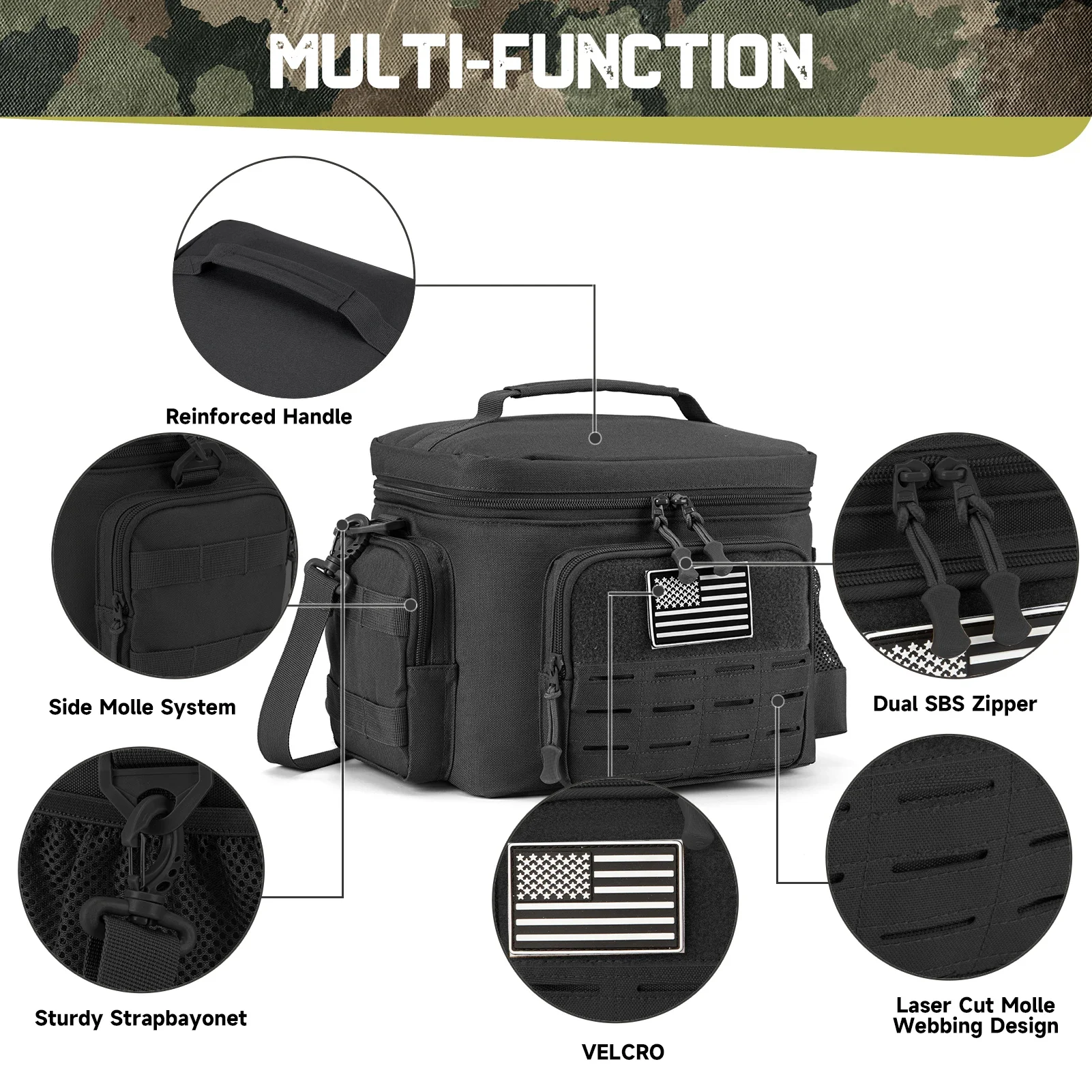 13L Tactical Thermal Cooler Bag Picnic Cooler Box Camping Lunch Bag Outdoor Heavy Duty Lunch Box Cooler Backpack Camping Storage