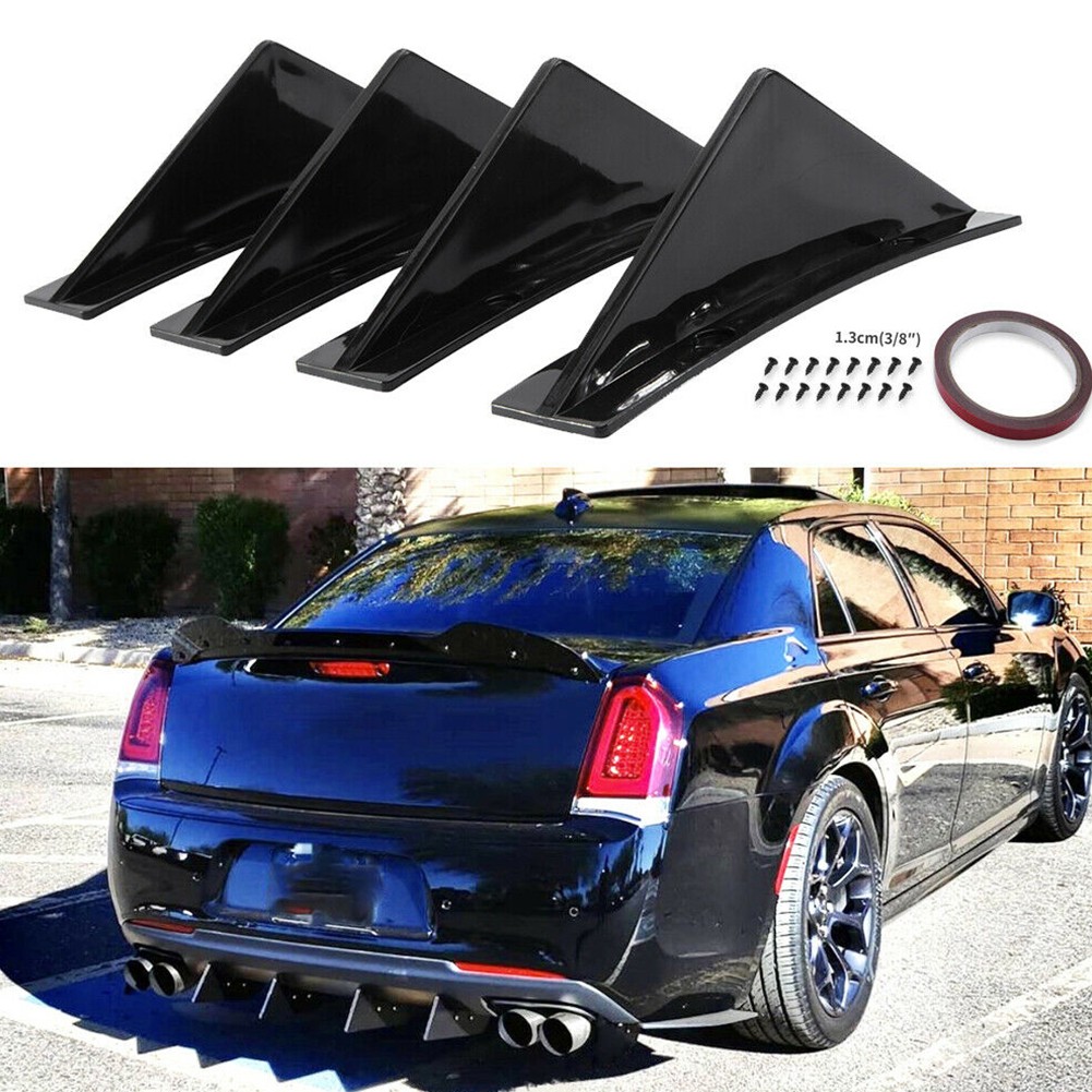 4 個車のリアバンパーリップディフューザースプリッタースポイラースクラッチプロテクターフィントリムキャップユニバーサル外装アクセサリー 300