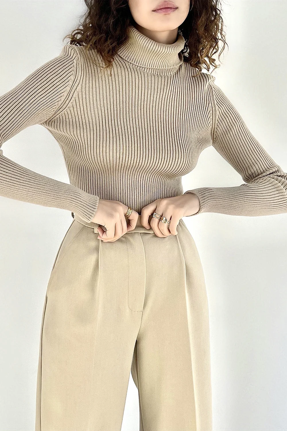 AOSSVIAO 2025 Basic Mock Hals Geribbelde Truien voor Vrouwen Leuke Sexy Gebreide Herfst Winter Warm Ingericht Mode Trui