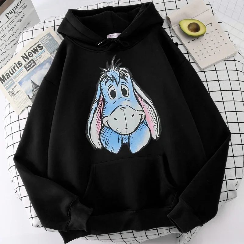 Sudaderas con capucha de dibujos animados para mujer, sudaderas con capucha de Winnie the Pooh y Honey Eeyore, Tops de manga larga con bolsillos, sudaderas de invierno con capucha a la moda