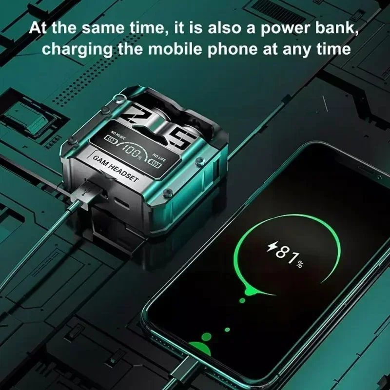 TWS Oryginalne słuchawki Bluetooth M25 Bezprzewodowe słuchawki z wyświetlaczem LED Stereofoniczny zestaw słuchawkowy Sterowanie dotykowe Słuchawki douszne Redukcja szumów