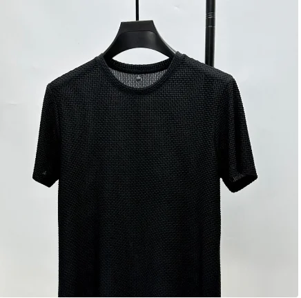 MINISO 竹メッシュアイスシルクTシャツ メンズ 半袖 丸首 新Tシャツ メンズインナーシャツ 夏 無地 メンズトップス