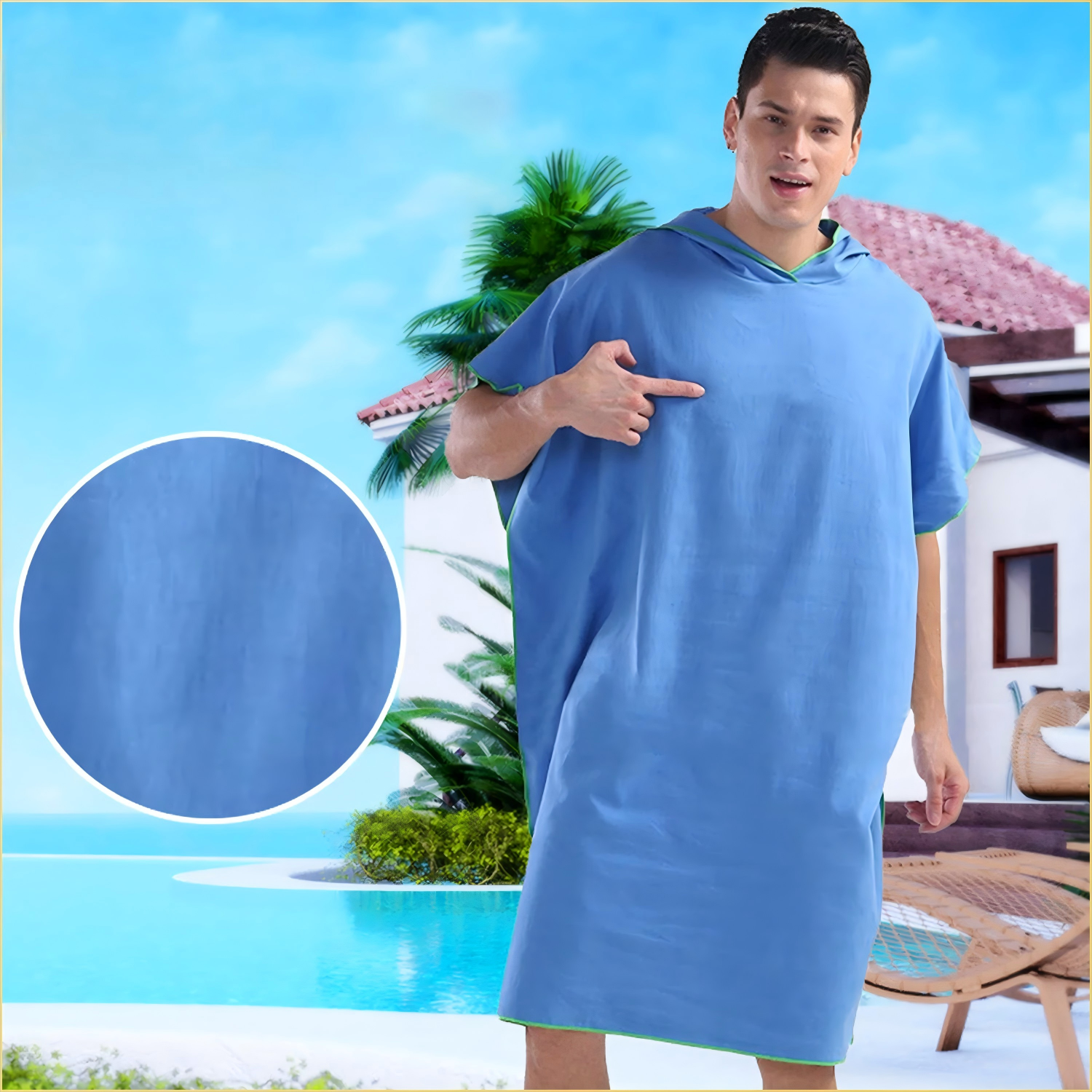 Robe de troca de secagem rápida, roupão absorvente com capuz, toalha de banho super absorvente para natação, fitness, yoga, praia