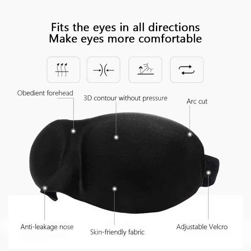 Contoured Sleep Eye Mask - 3D Concave Blindfold for Men & Women, Light Blocking Night Mask for Deep Sleep