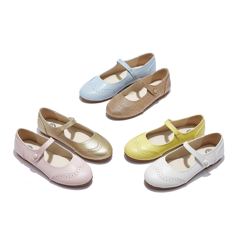 S-AP8-007 Zapatos de vestir elegantes de cuero de arpillera blanca marrón niña zapatos casuales Mary Jane para primavera y verano