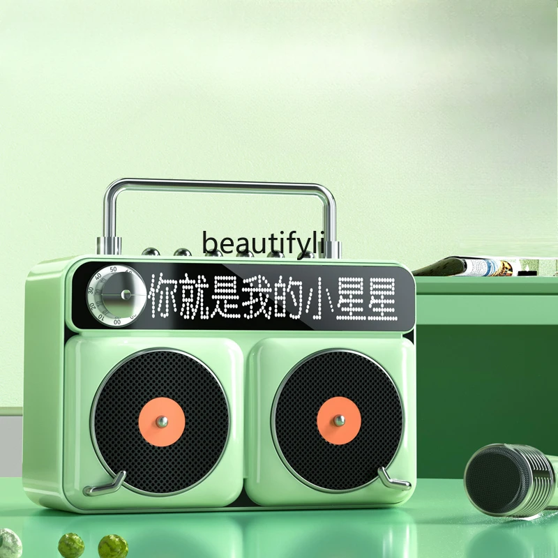 Bluetoothワイヤレスカラオケスピーカー,マイク付き,スマートホーム,小型,KTV