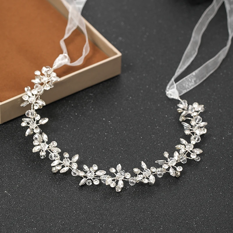 Fasce per capelli da sposa da donna color argento fatte a mano Fasce per capelli con strass di cristallo Accessori per capelli da sposa Viti Party