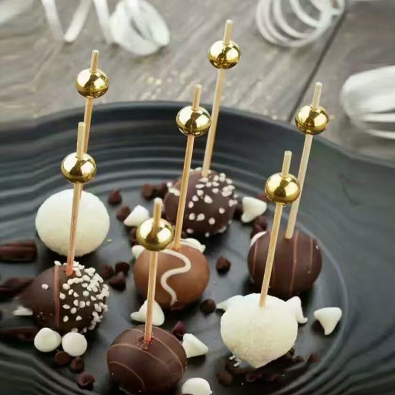 100 Stuks Witte Parel Bamboe Voedsel Fruit Picks Bruiloft Wegwerp Taart Dessert Cocktail Sticks Buffet Cupcake Tandenstoker Spies