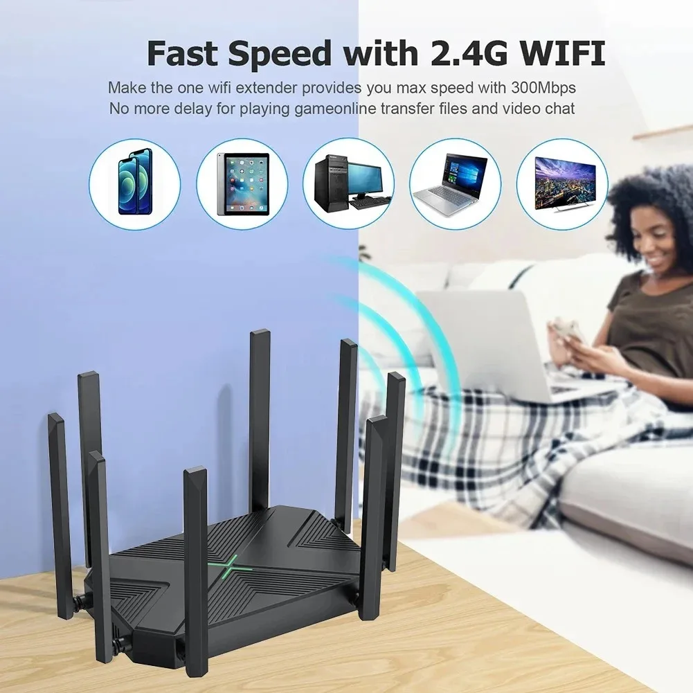8 Antenna 1200M Wireless Router Enhancer WIFI Repeater External 2.4G 5G Power Signal Booster Hotspot Smoother RJ45 WAN LAN Modem