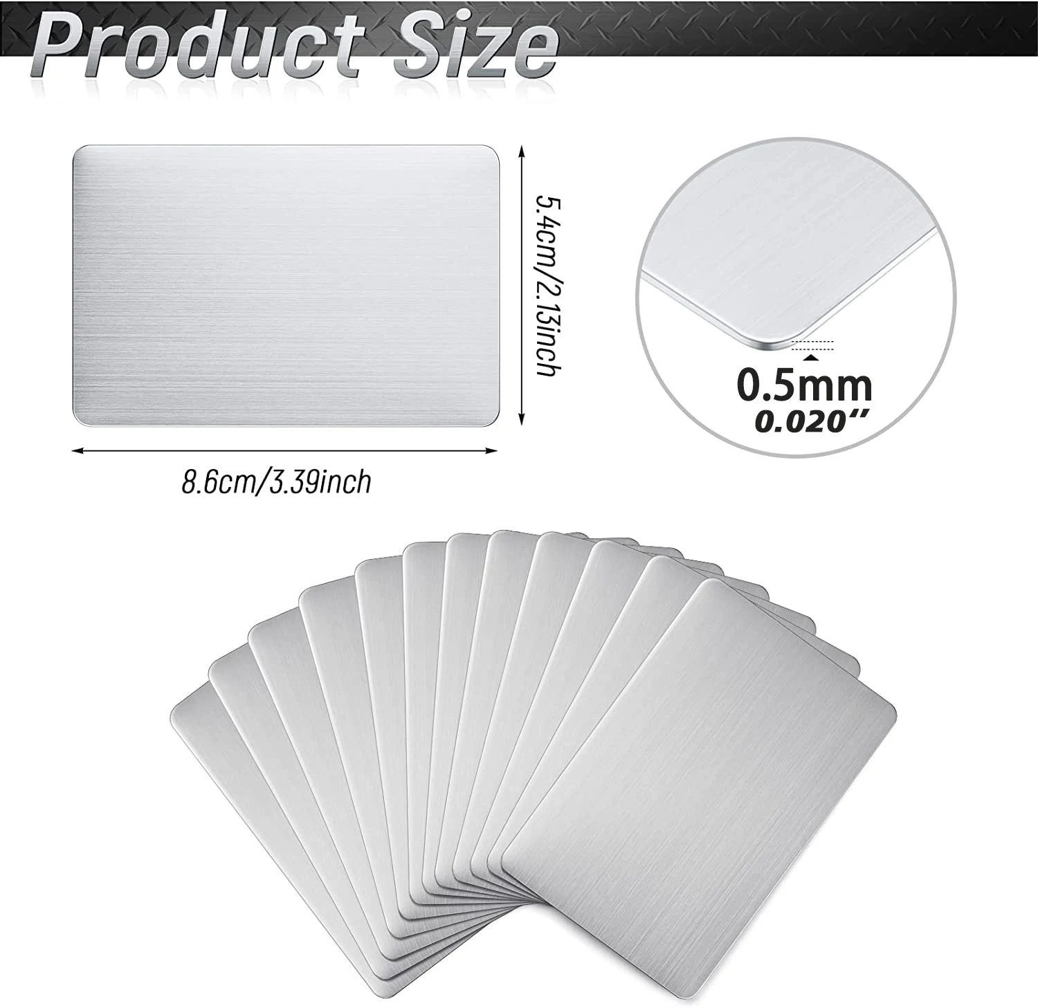 5/10 pezzi 0.5mm di spessore in acciaio inossidabile biglietti da visita in metallo vuoto incisione Laser carte in acciaio inossidabile cliente piatto regalo fai da te carte vuote