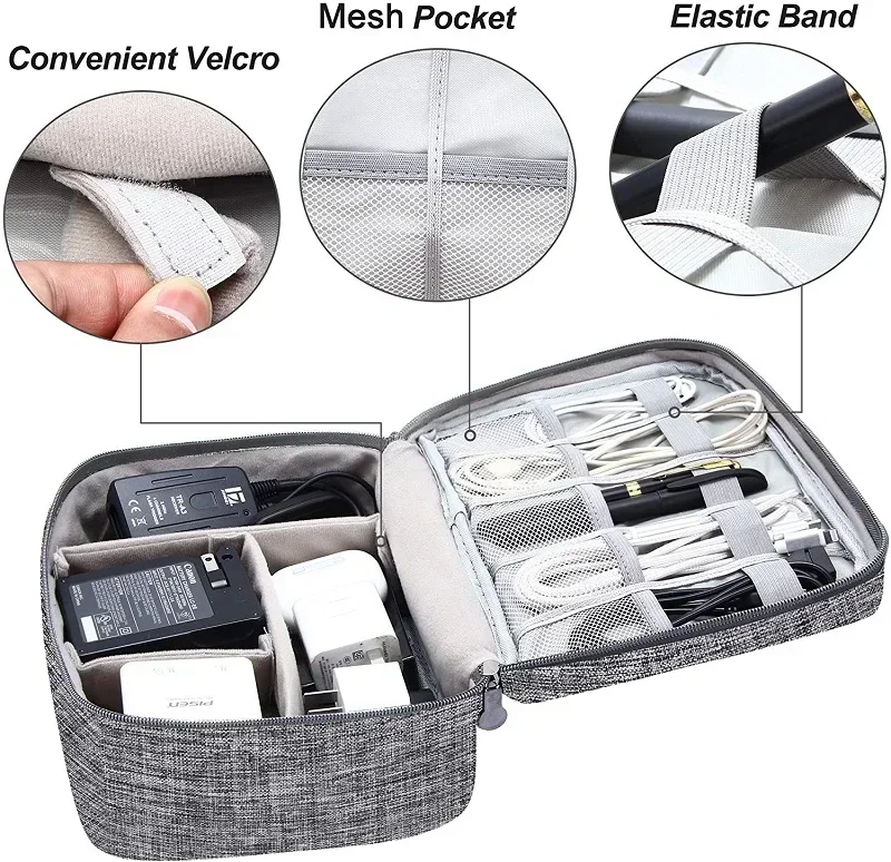 Organizador electrónico Digital multifuncional de gran capacidad, resistente al agua, cargador de línea de datos USB, enchufe, bolsa de almacenamiento de viaje para auriculares