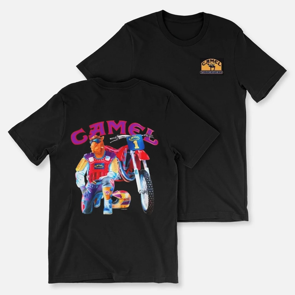 Carro vintage camelo cigarro camiseta vintage algodão topo camiseta manga curta streetwear oversized motocicleta esportes
