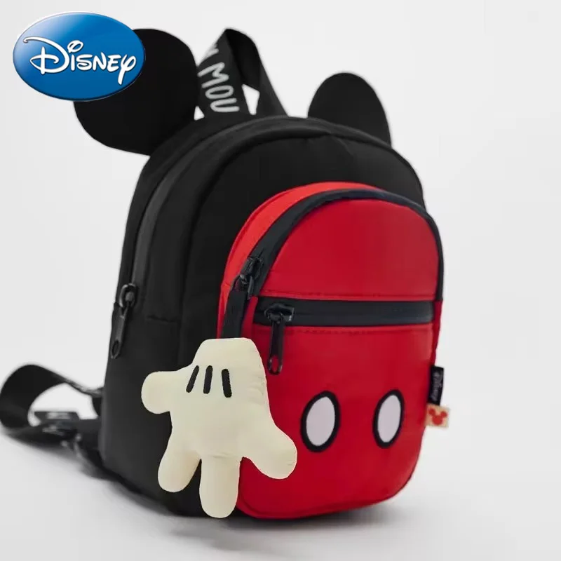 Disney Cartoon Topolino Nuova borsa da scuola per bambini Zaino per ragazze Topolino Borsa da scuola alla moda con ciondolo a mano piccola