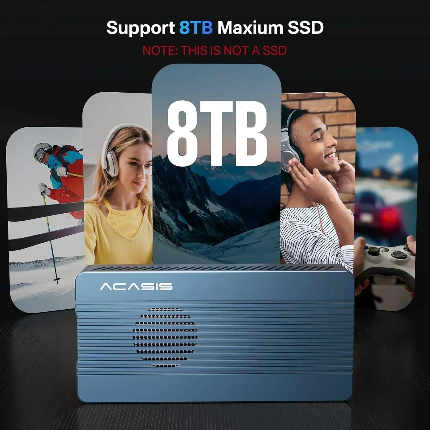Корпус SSD Acasis 40 Гбит/с USB 4 с охлаждающим вентилятором, совместимый с TB3/4 USB 3.2 Gen 2 JHL7440 для Macbook для создания содержания для Samsung 980/990 Pro/Kingston KC 3000