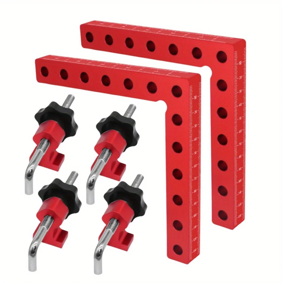 Paquete de 1/2 cuadrados de posicionamiento en ángulo recto, abrazadera de esquina tipo L de 120/140mm y 90 grados, herramienta cuadrada de sujeción con Clip de fijación de aluminio