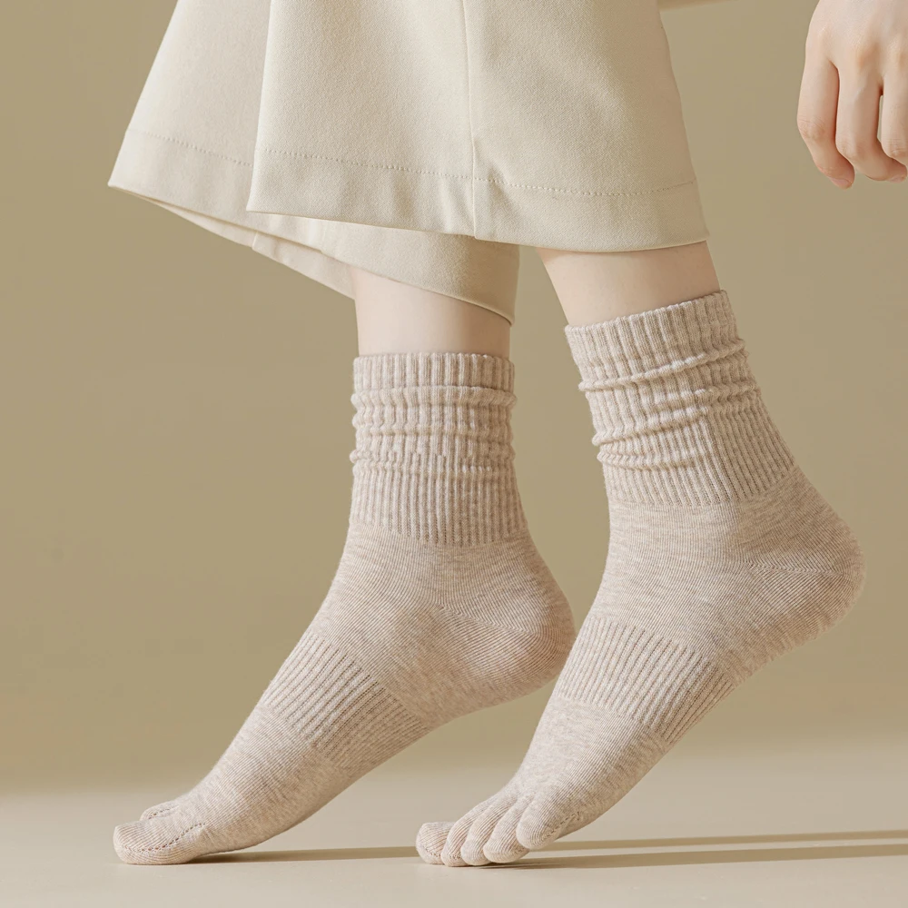 5 par/lote calcetines de cinco dedos para mujer 100% algodón Color sólido señoras calcetines deportivos con punta abierta primavera otoño calcetines con punta Harajuku