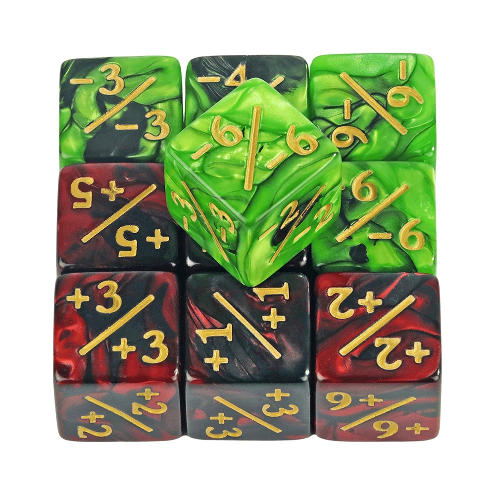 Conjunto de dados de seis lados, contadores d6 + 1/ + 1 e -1/-1 conjunto para ensino de matemática, brinquedos aritméticos infantis, acessórios de jogo de cartas com 10 peças