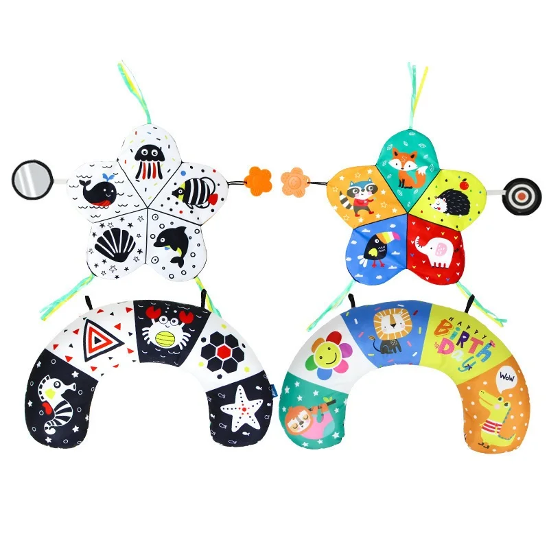 Tummy Time Mirror กิจกรรม Play Mat สําหรับทารกแรกเกิด Sensory Development ความคมชัดสูงสีดําและสีขาวของเล่นเด็ก 0 6 เดือน