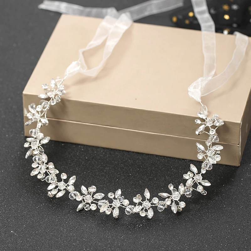 Fasce per capelli da sposa da donna color argento fatte a mano Fasce per capelli con strass di cristallo Accessori per capelli da sposa Viti Party