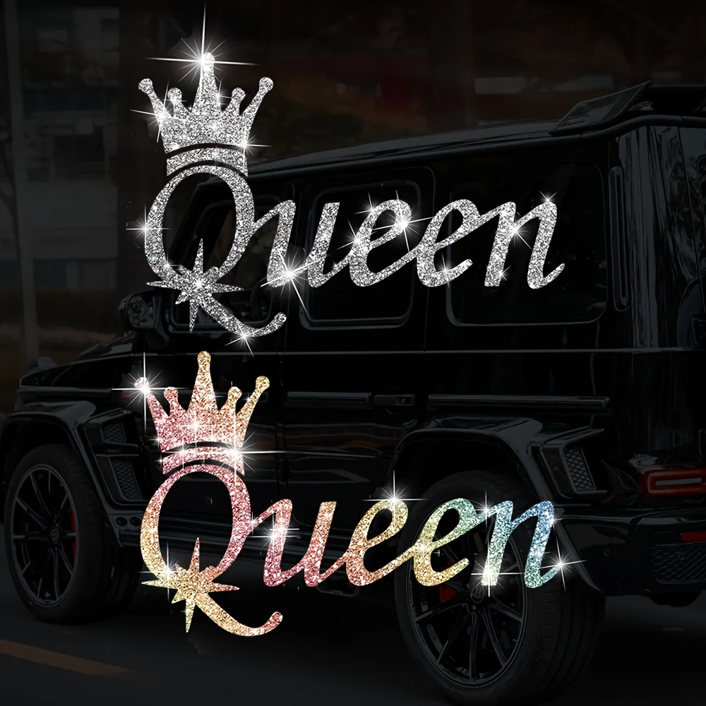 1PC Crown Queen Glitter Dekorative Auto Aufkleber Wasserdicht DlY Auto Fenster Stoßstange Stamm Motorrad Boot Dekoration Vinyl Aufkleber