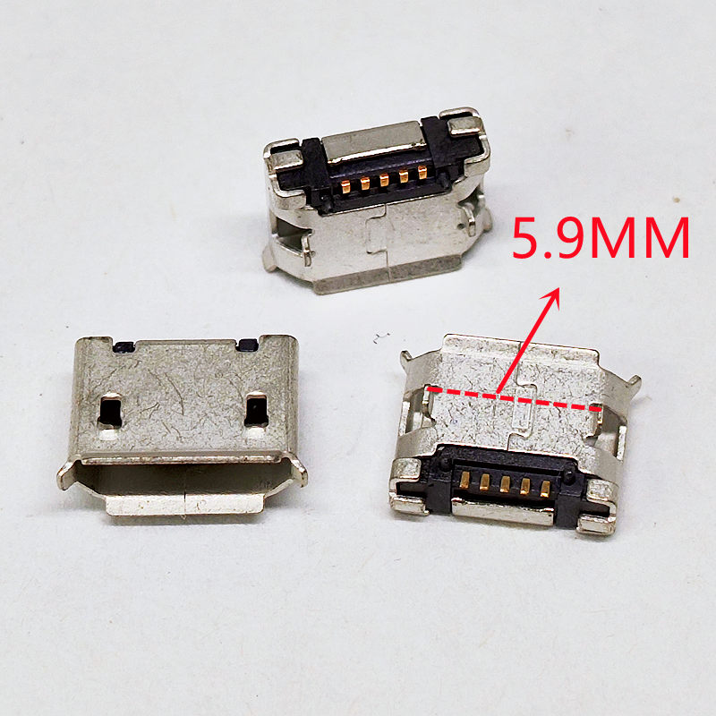 100pcs Micro USB mini Connector 5pin 5.9 มม.6.4 มม.7.2 มม.เข็มสั้น 5P DIP2 ข้อมูลพอร์ตชาร์จพอร์ตสําหรับโทรศัพท์มือถือปลั๊ก V8 พอร์ต