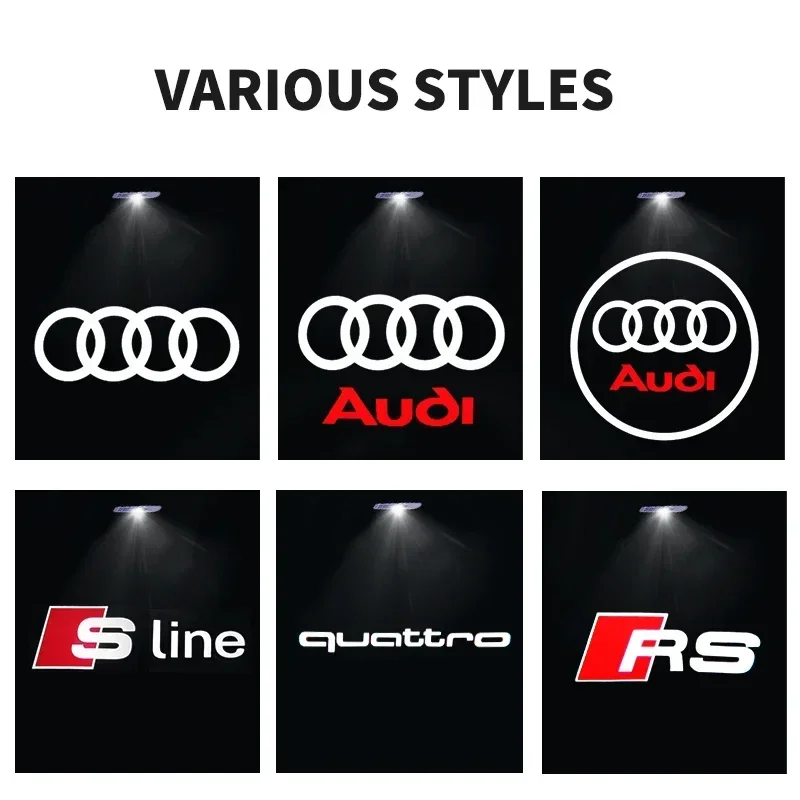 2PCS HD Led Car Door Welcome Light Laser Projector Courtesy Lamp for Audi S Line A3 8L 8P TT Mk2 RS A6 C7 A1 A5 Q3 A4 B8 Quattro